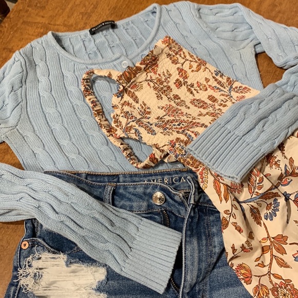 Smocked Baby Doll Tank • Peplum Ruffled Hem • Fall Colors • size Small/Medium - Picture 8 of 15